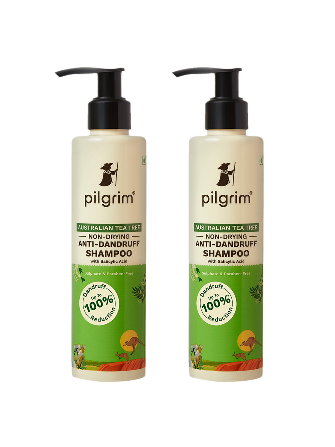 Pilgrim 2-Pcs Australian Tea Tree Anti-Dandruff Shampoo With Salicylic Acid - 200 ml each