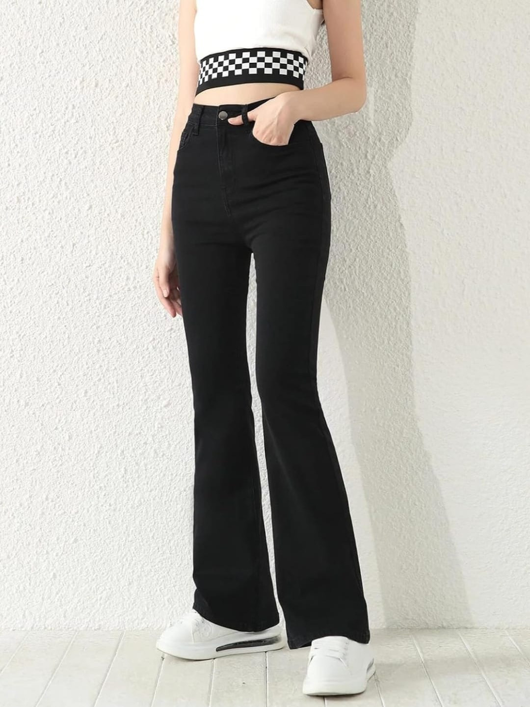 Next One Women Smart Bootcut High-Rise Low Distress Stretchable Jeans