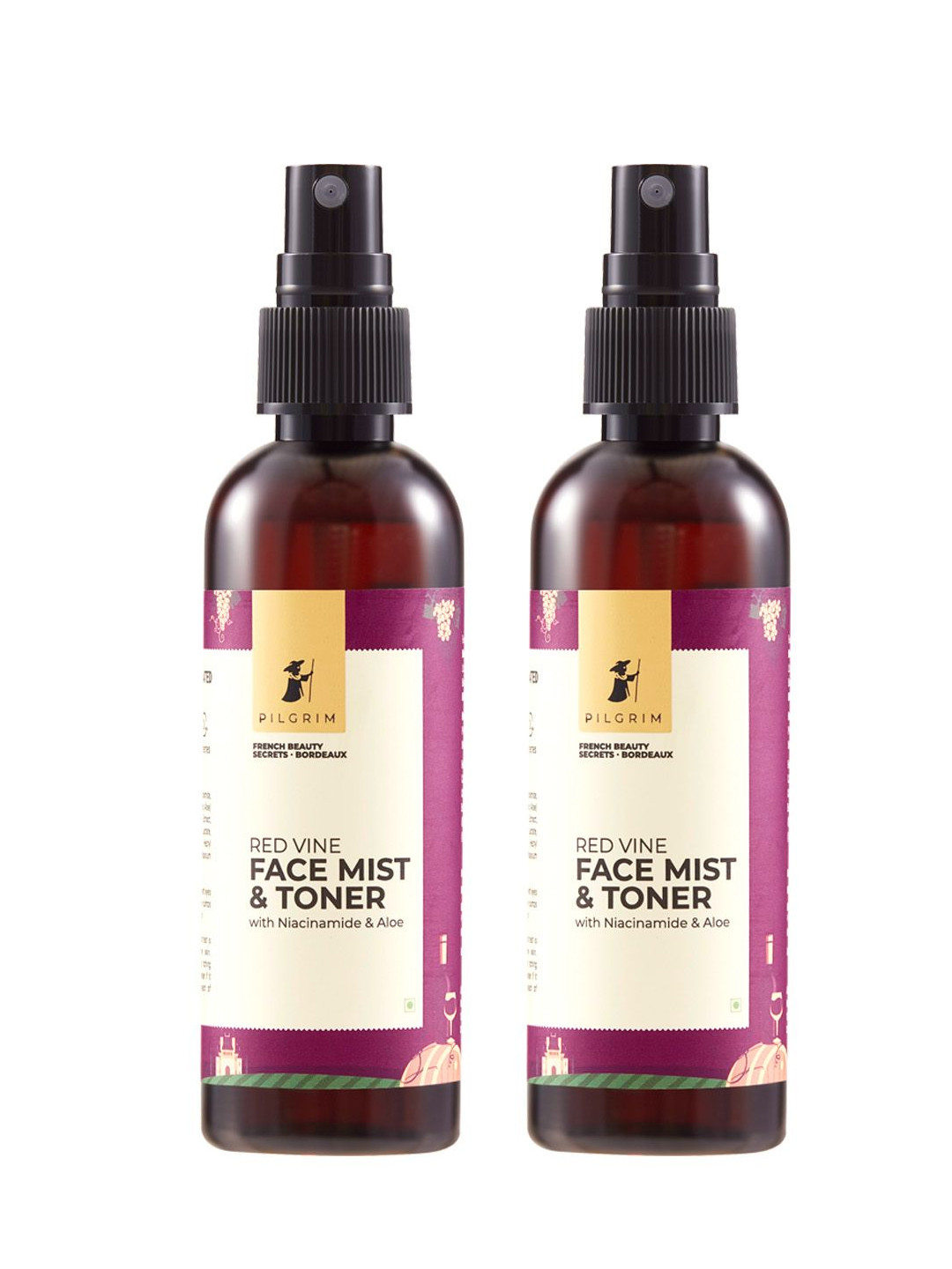 Pilgrim Set of 2 Alcohol-Free Red Vine Face Mist for Antiaging & Glowing Skin