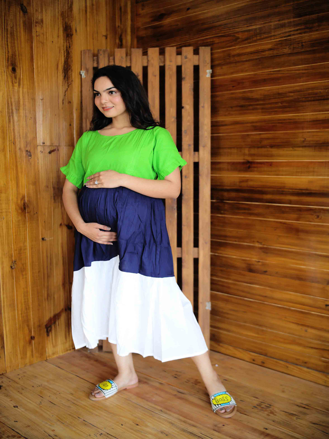 GMI Floral Maternity Fit & Flare Maxi Dress