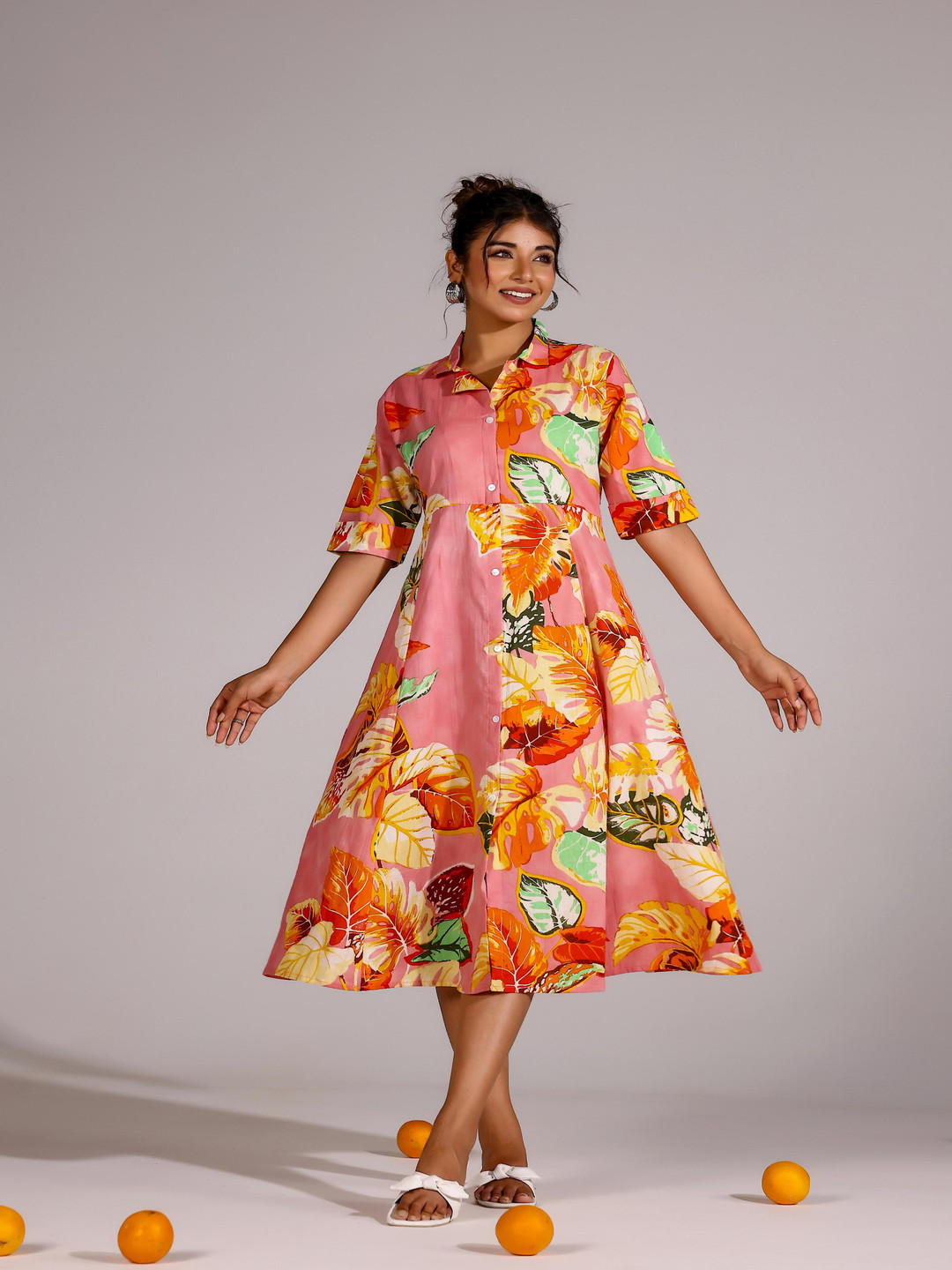FLAVIA CREATION Floral Printed Fit and Flare Midi Dress