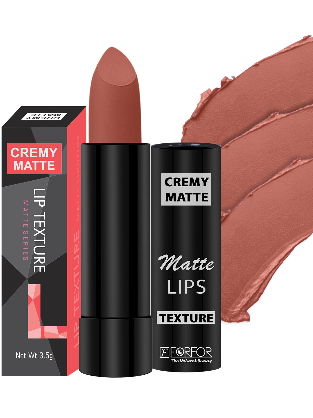 FORFOR Creamy Matte Long Lasting Lipstick with Jojoba Oil & Vitamin E - Caramel 62