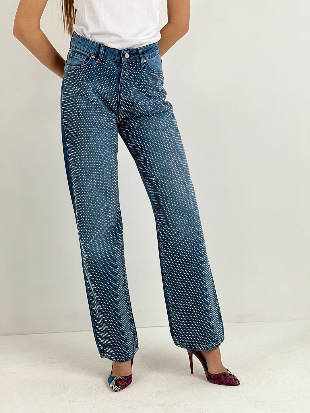 Fashion Gaiia Women Relaxed Fit Sparkle Heavy Fade Jeans