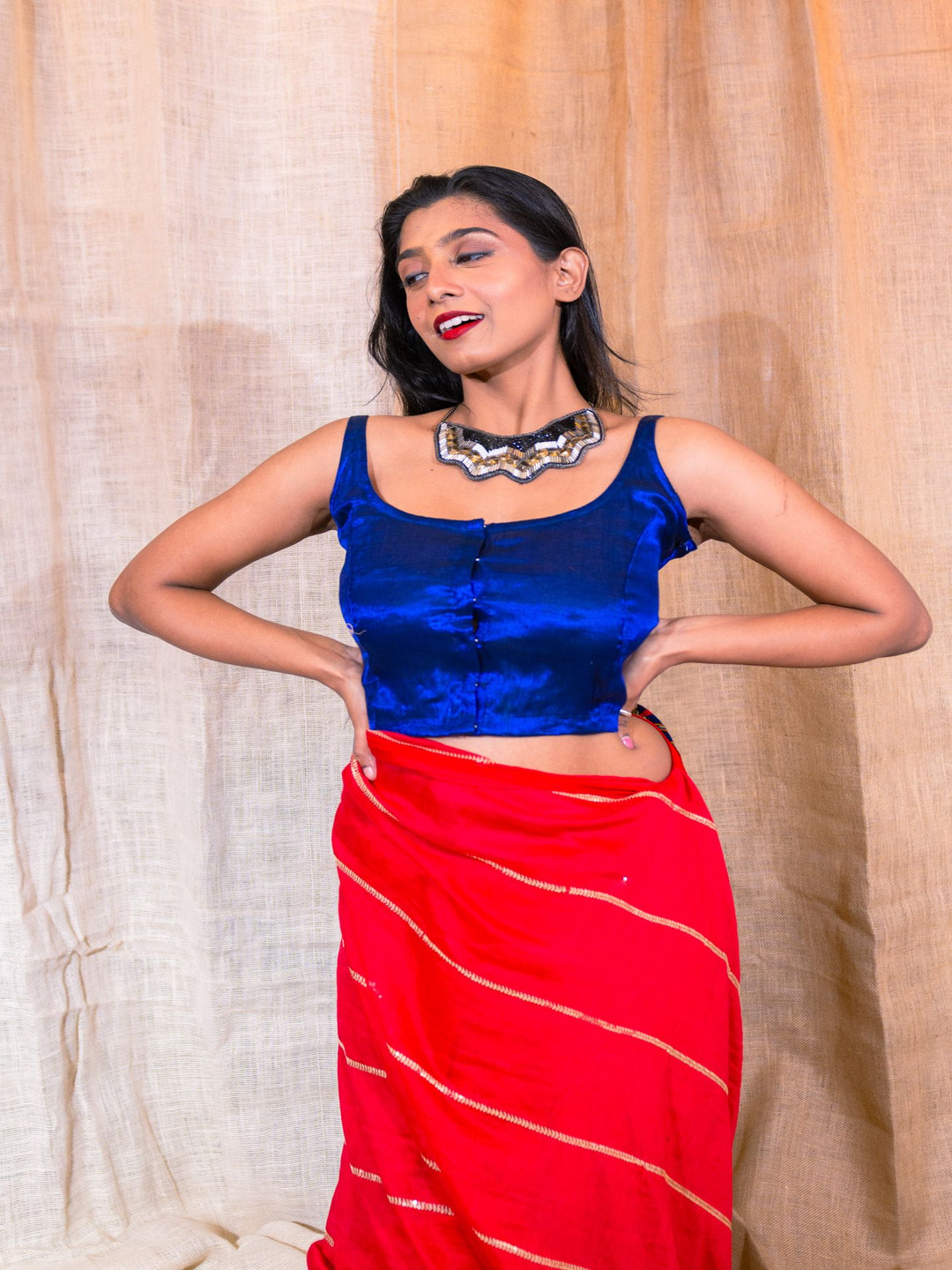 Uttariya Rangini Women Round Neck Sleeveless Saree Blouse