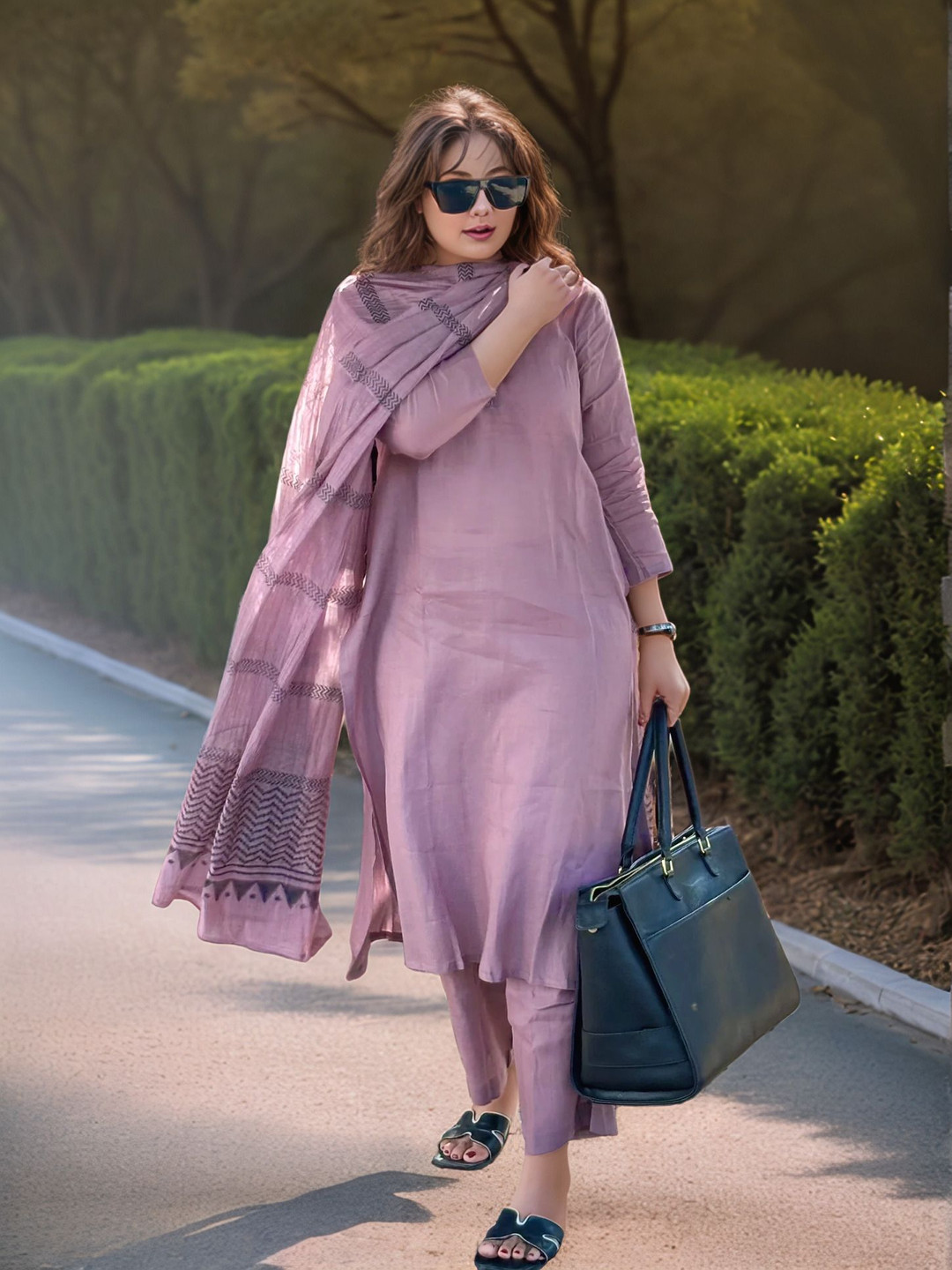 Anni Designer Shirt Collar Straight Kurta With Palazzo & Dupatta