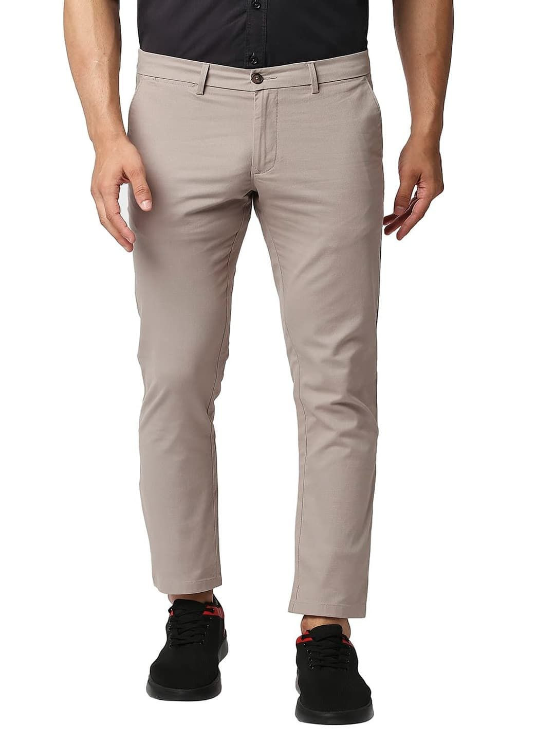 Basics Men Tapered Fit High-Rise Cotton hinos Trousers