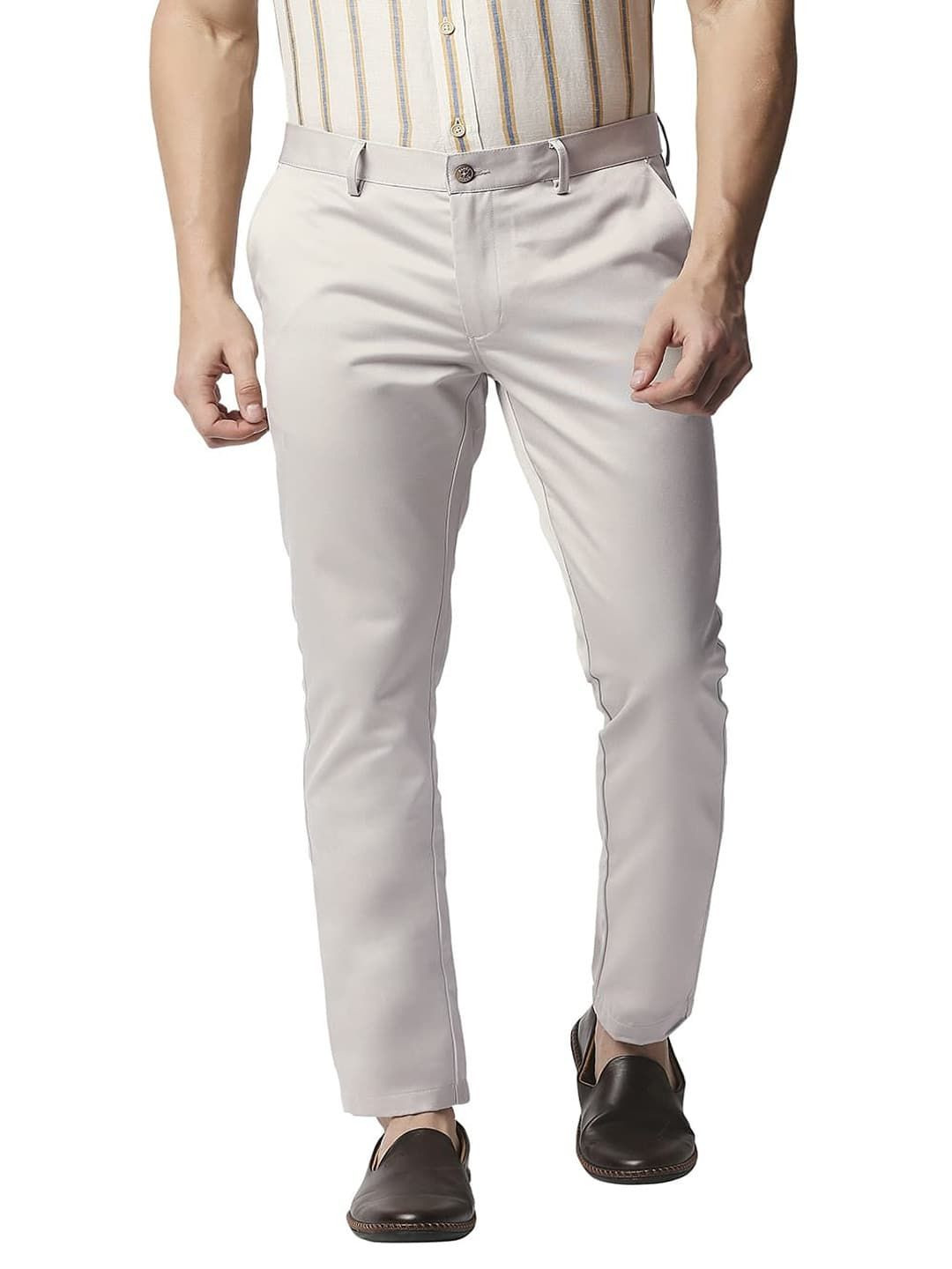 Basics Men Cotton Tapered Fit High-Rise Chinos Trousers