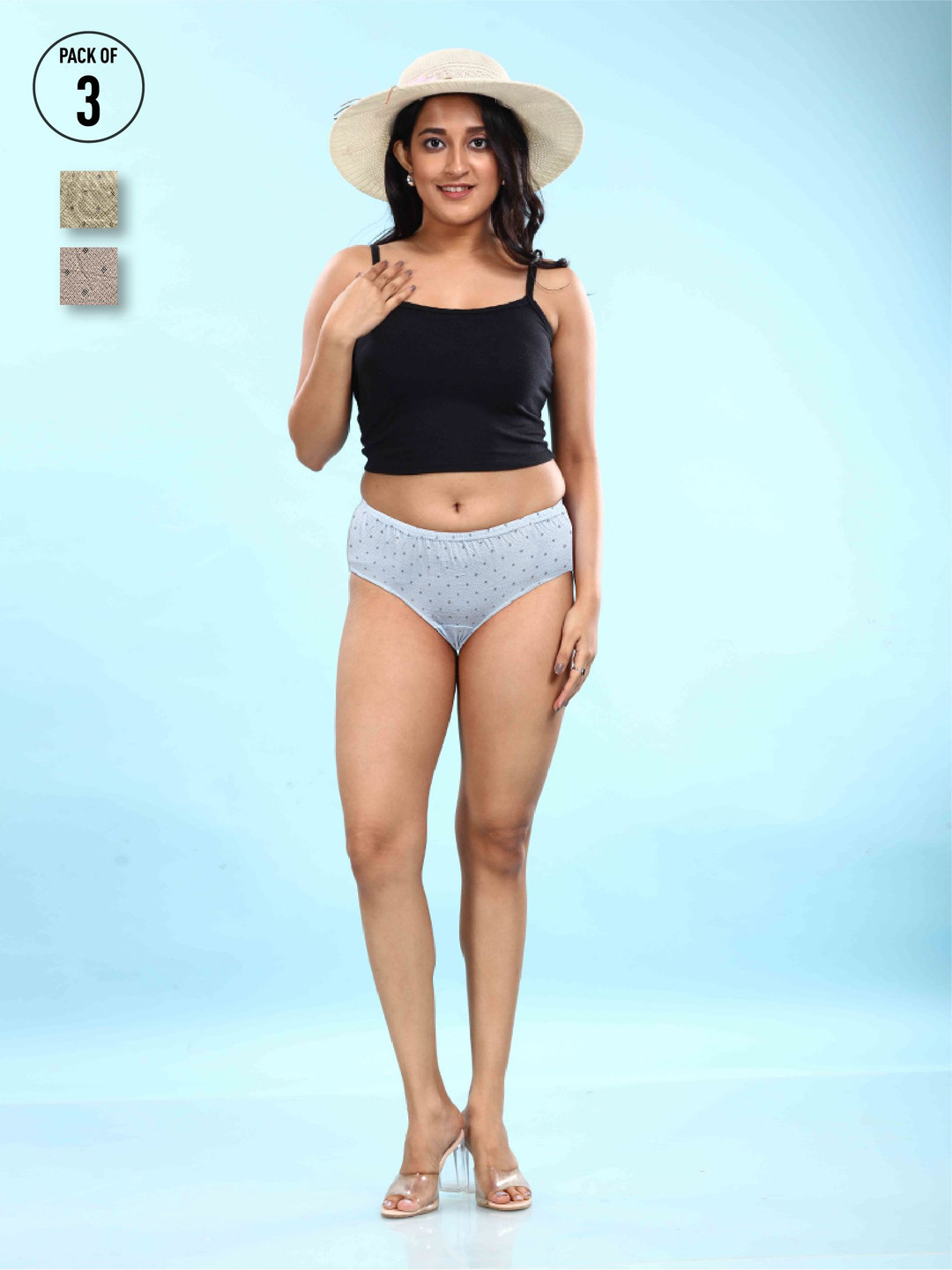 BOLD & BAE Pack Of 3 Printed Cotton Hipster Briefs