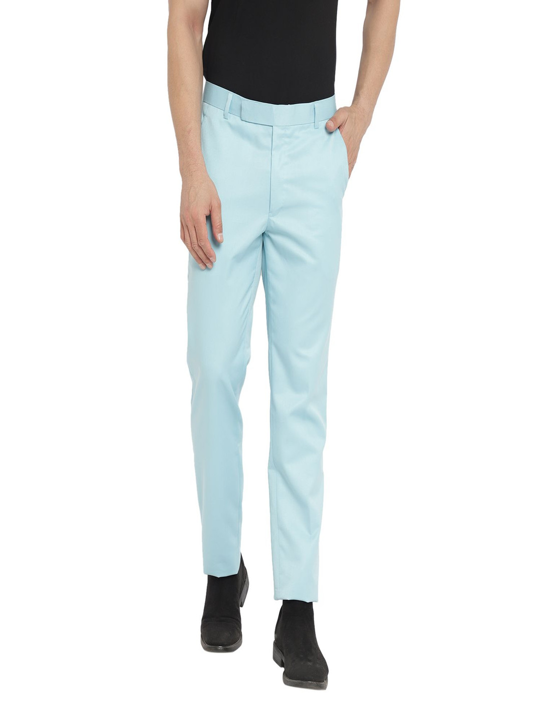 READYON Men Smart Regular Fit Cotton Trousers