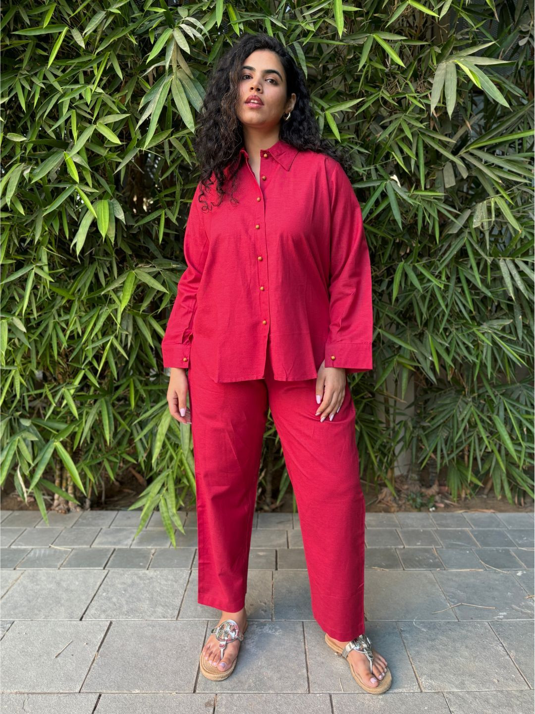 Minimul Linen Ball Button Co-ord Set