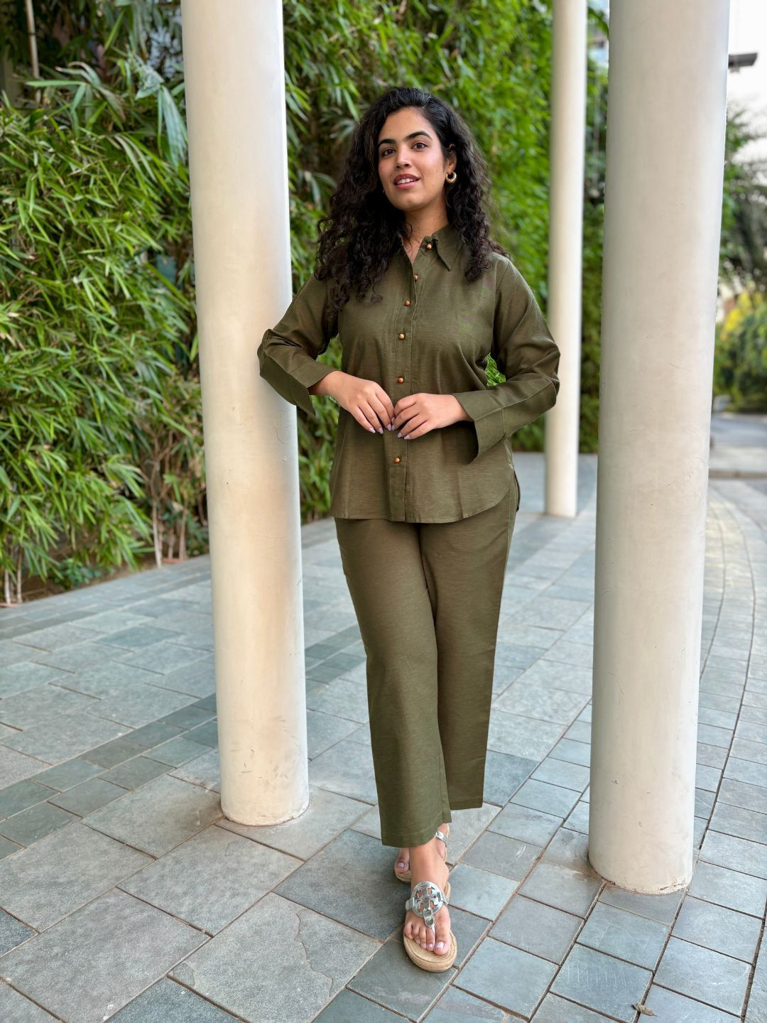 Minimul Linen Ball Button Co-ord Set