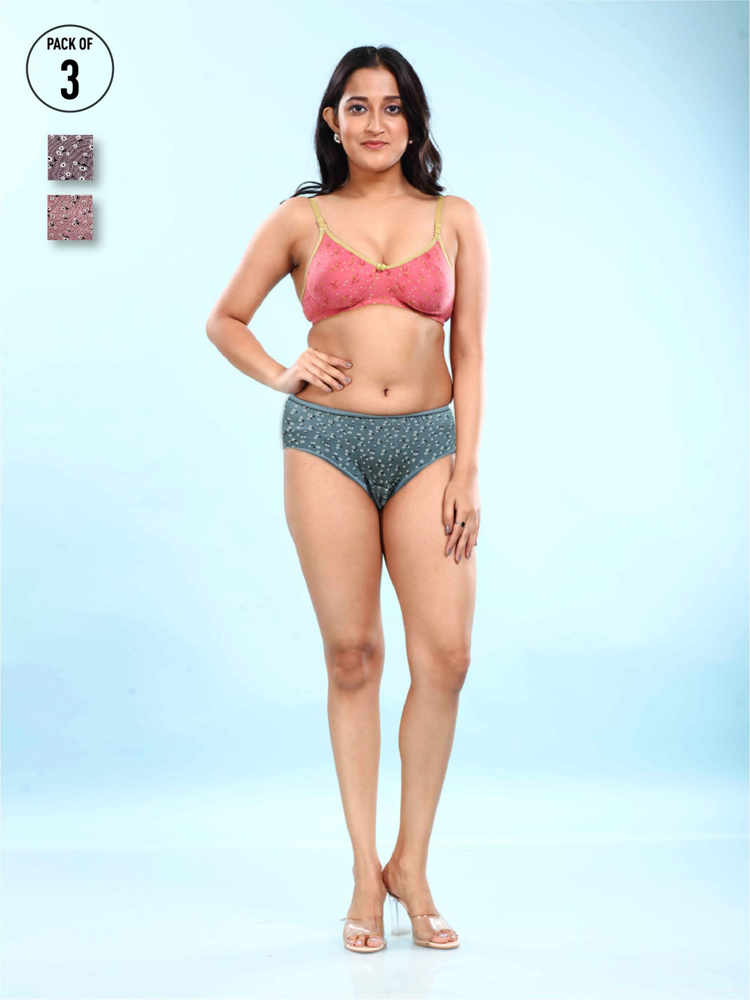 BOLD & BAE Women Pack Of 3 Printed Hipster Briefs BBTLPP002117854635