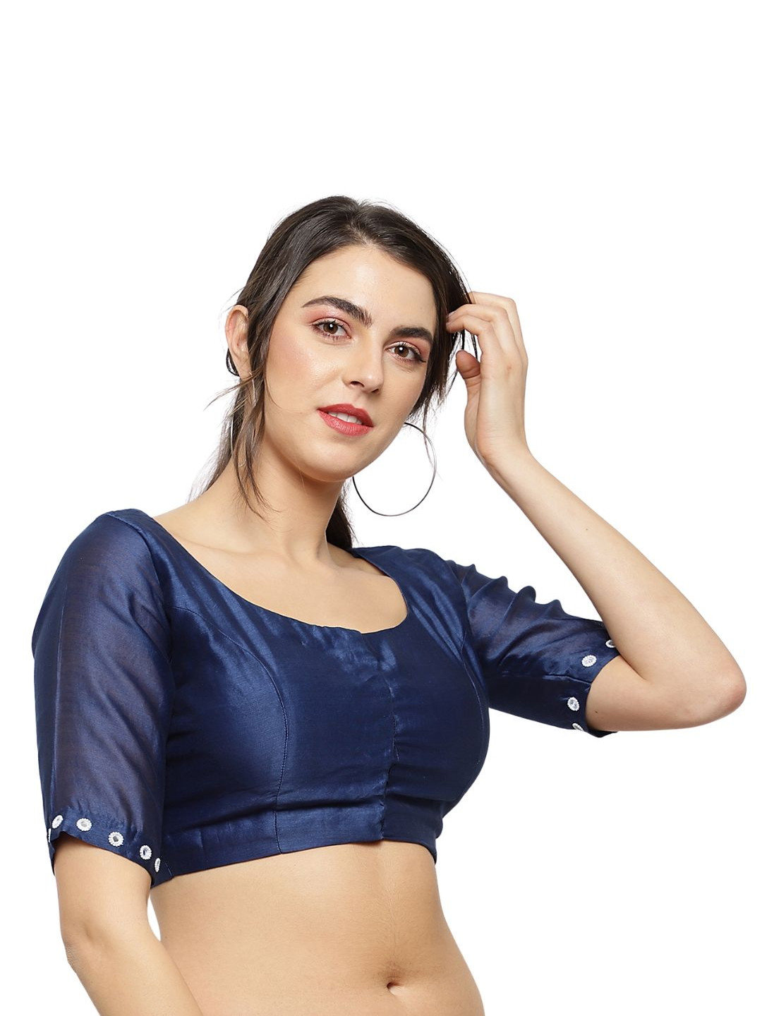 PALASH Embroidered Mirror Work Chanderi Saree Blouse