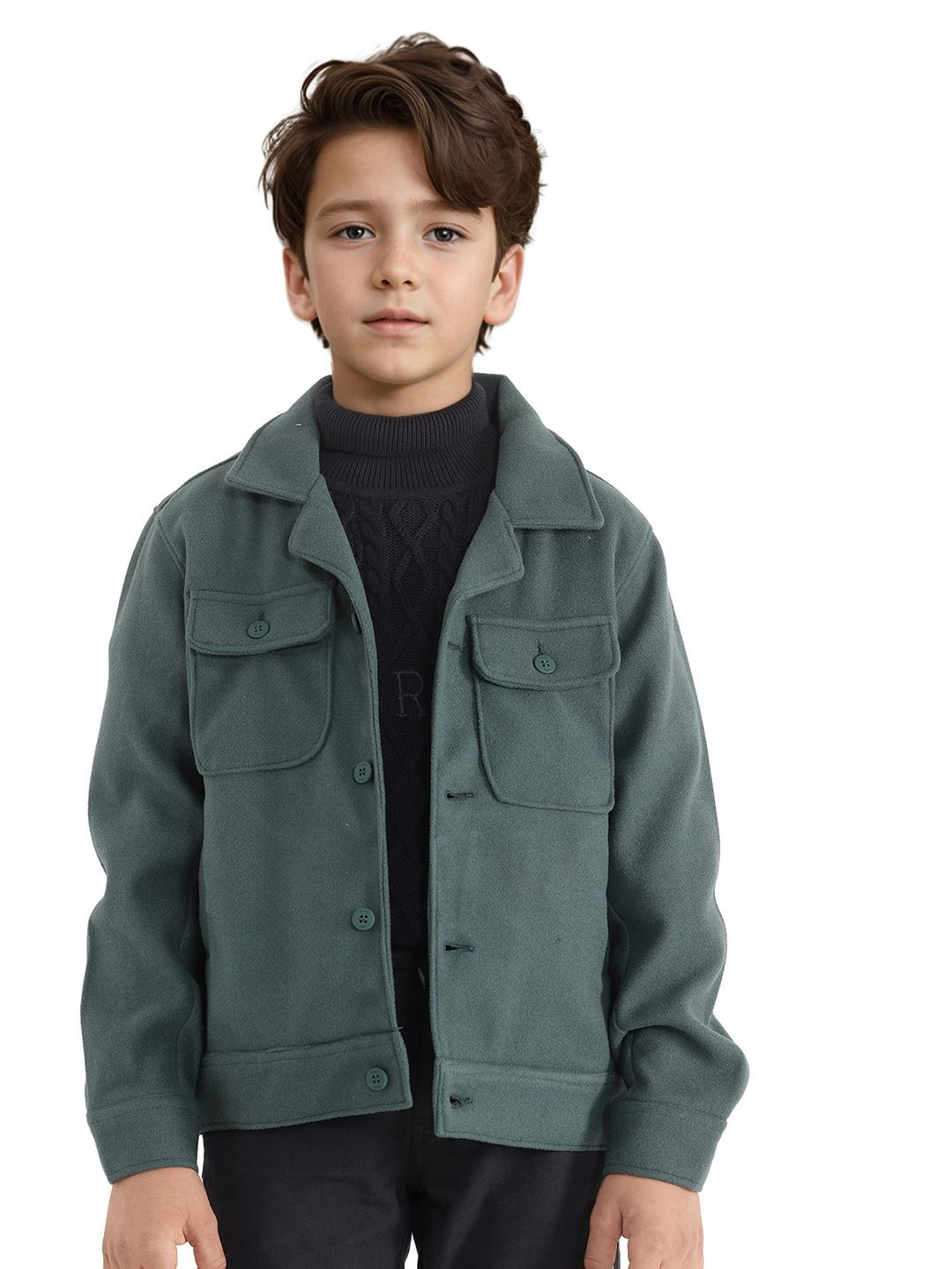 Rare Ones Boys Lapel Neck Solid Jacket