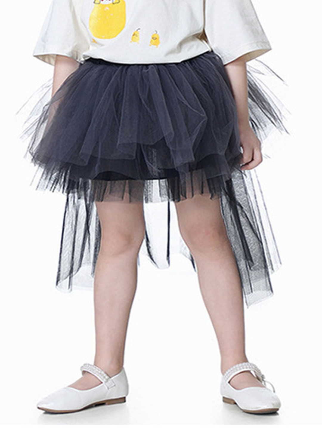 LULU & SKY Girls Layered High Rise Flared Mini Skirt with High-low