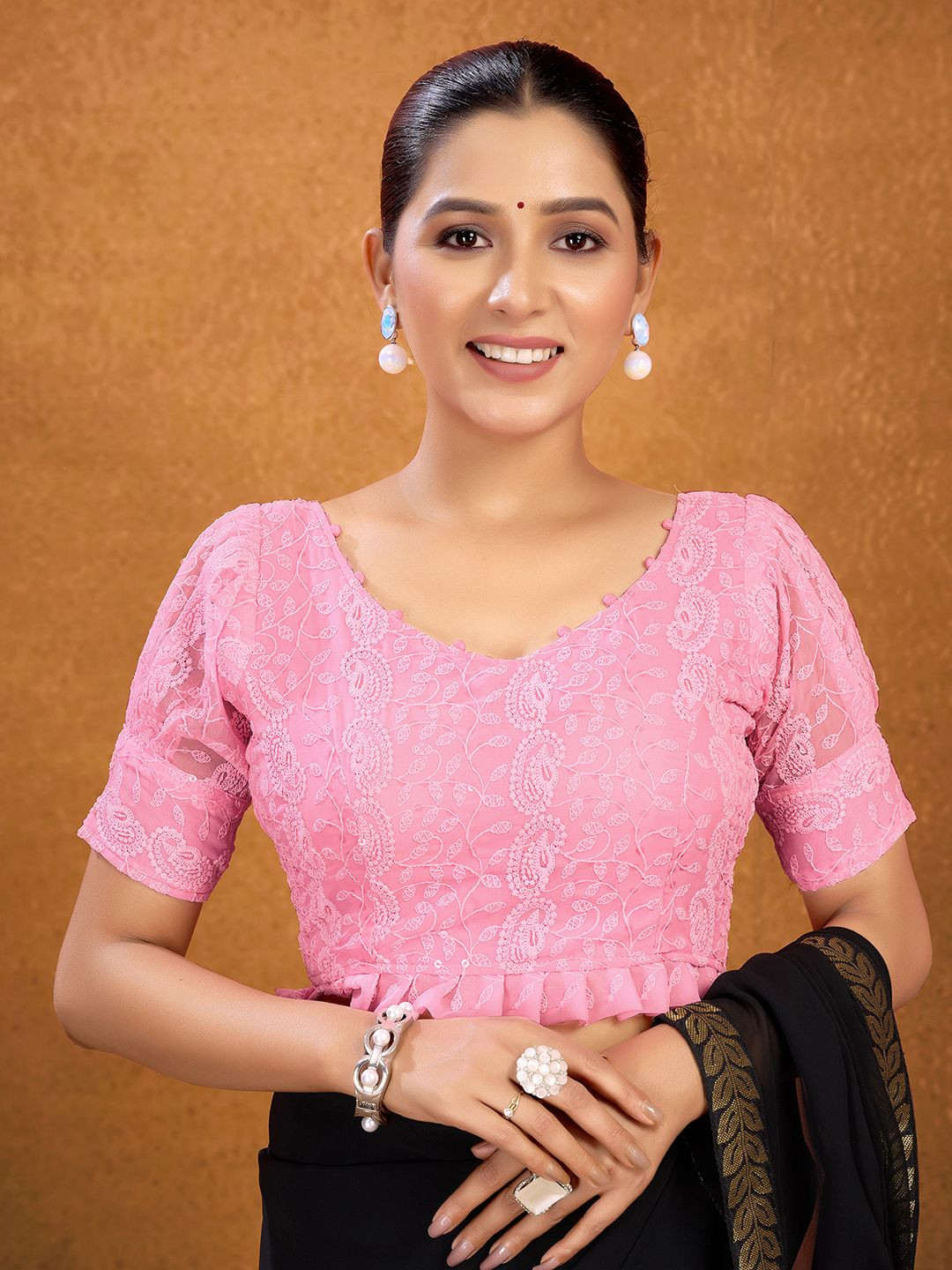 Kalini Women Georgette Sequinned Fully stitched Blouse