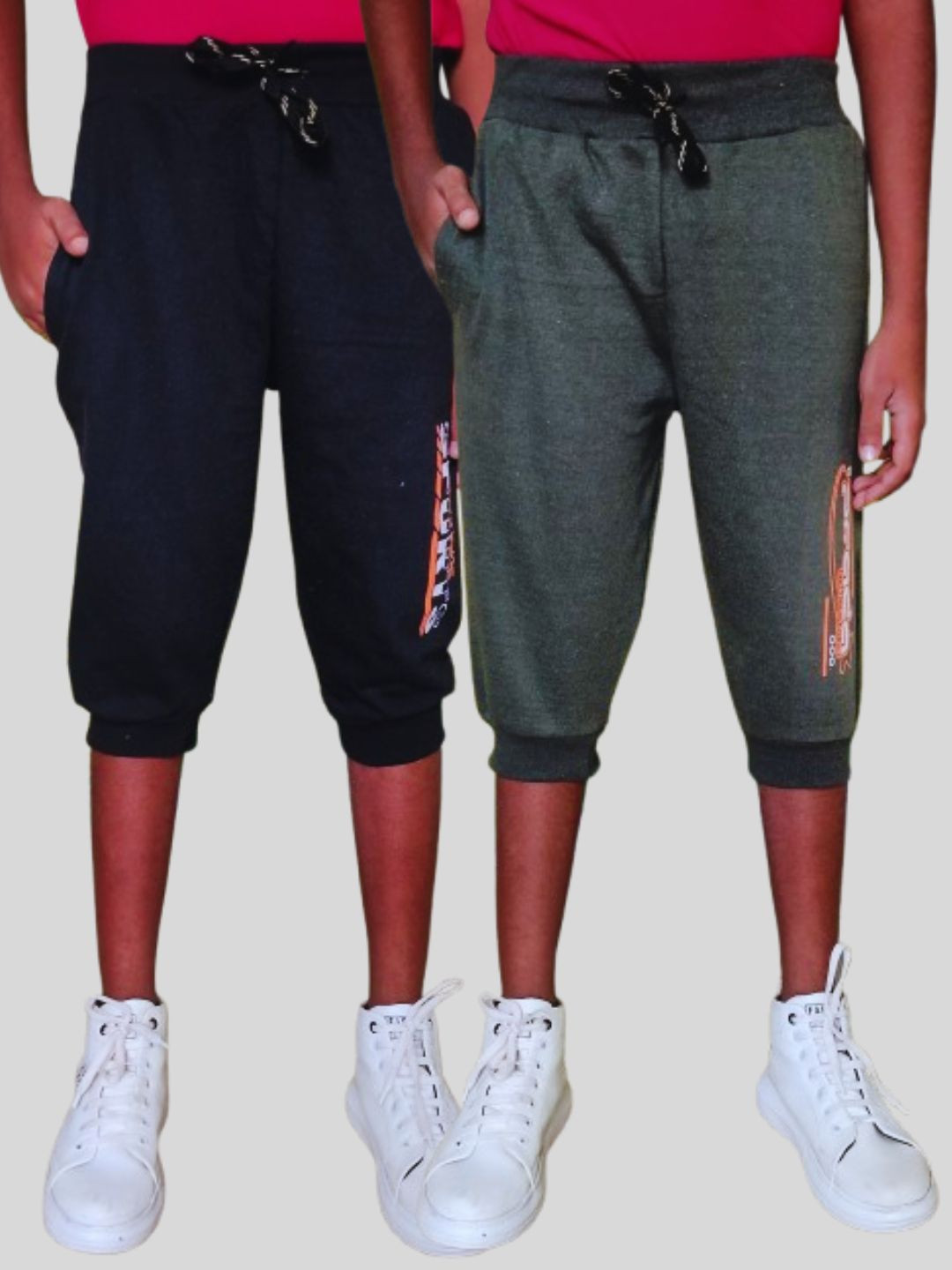 Seyor Kids Pack Of 2 Cotton Printed Mid-Rise Running Shorts