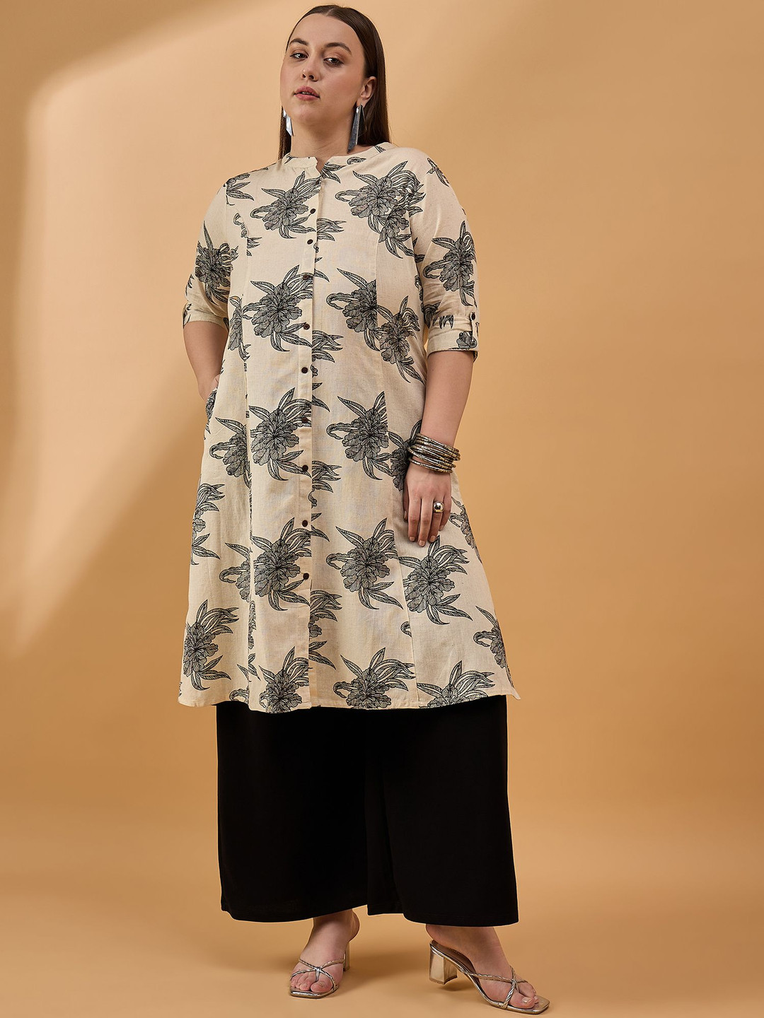 all about you Plus Size Ethnic Motifs Printed Organic Cotton A-Line Kurta