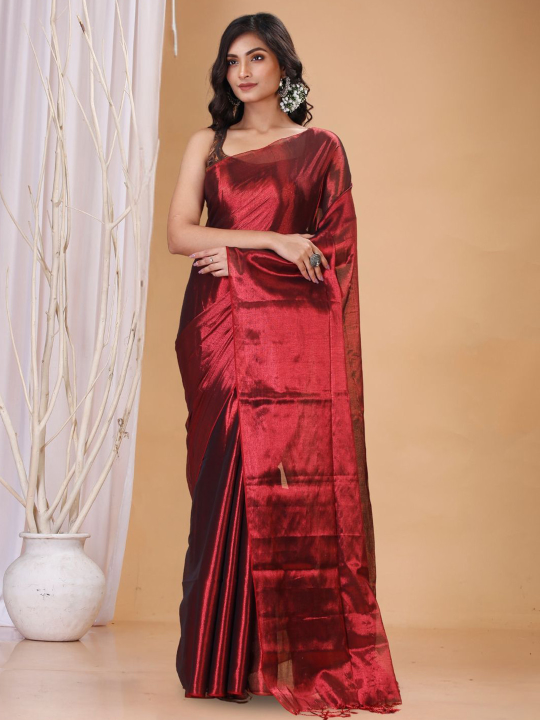 T.J. SAREES Handloom Tissue Silk Saree