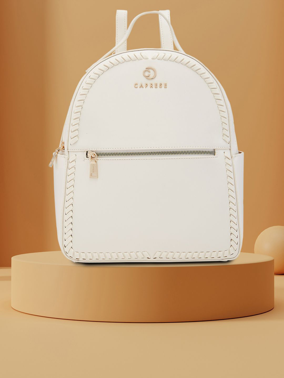 Caprese Ramani Women White Small Backpack