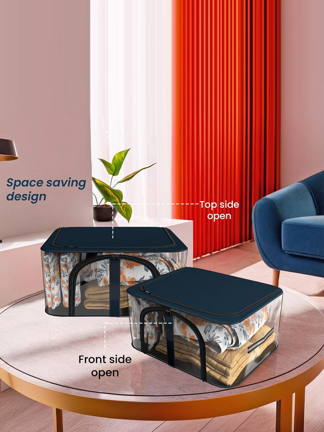 Kuber Industries Navy Blue 10 Piece sRegular Drawer Organisers