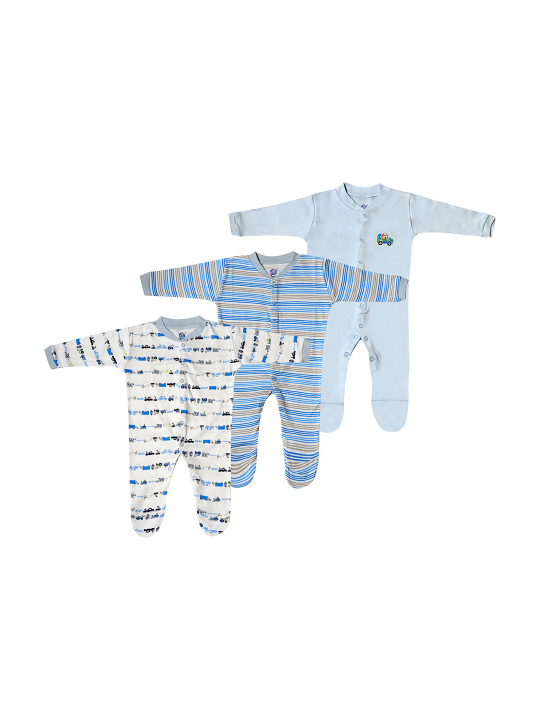 Baby Needs Infant Kids Pack Of 3 Printed Cotton Sleepsuits