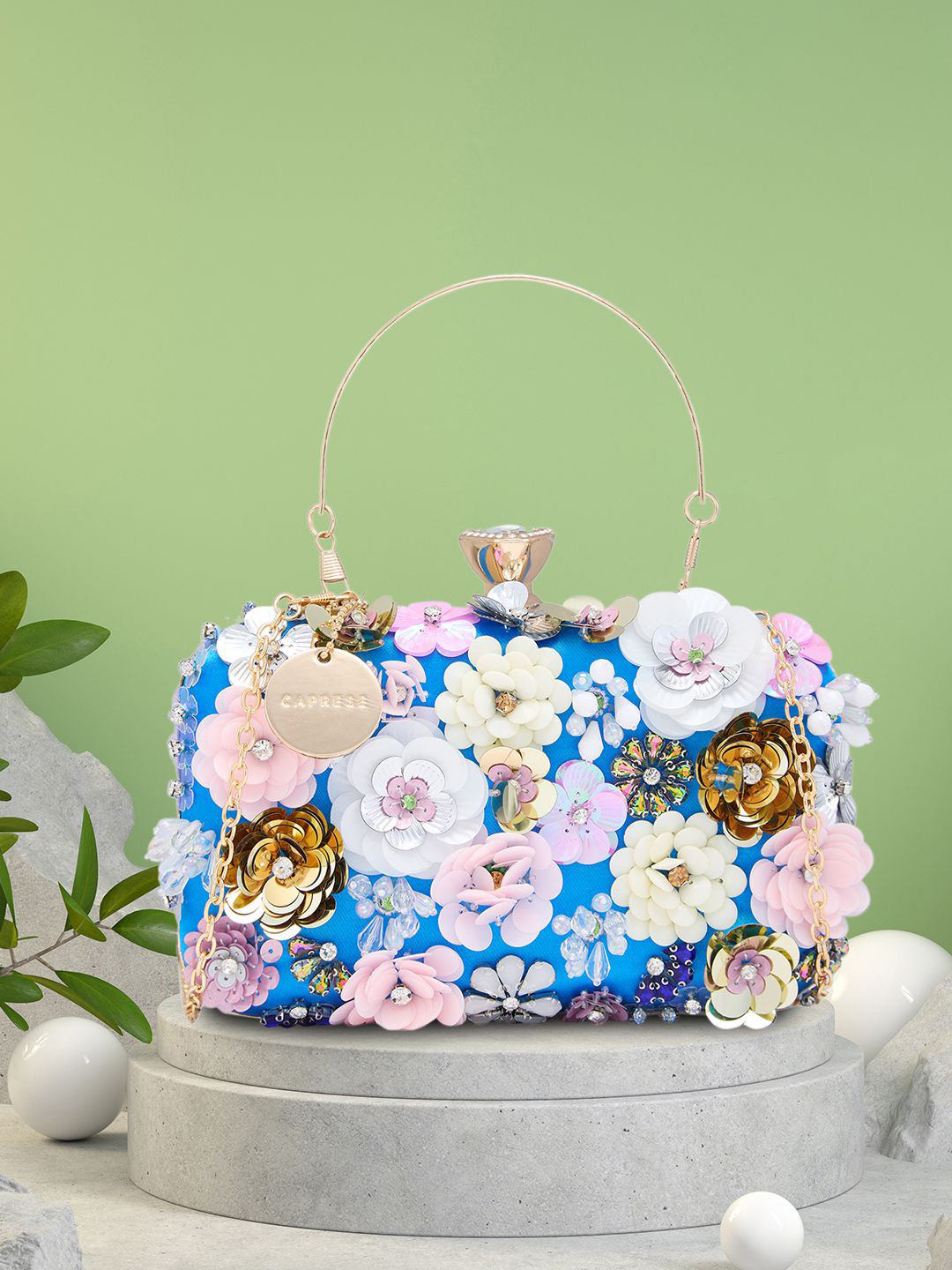 Caprese Ava Embroidered Box Clutch