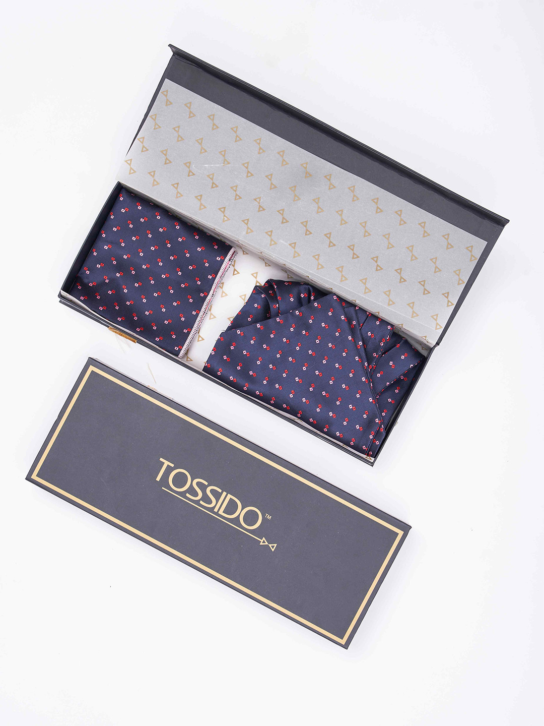 Tossido Men Woven Design Ascot & Pocket Square Accessory Gift