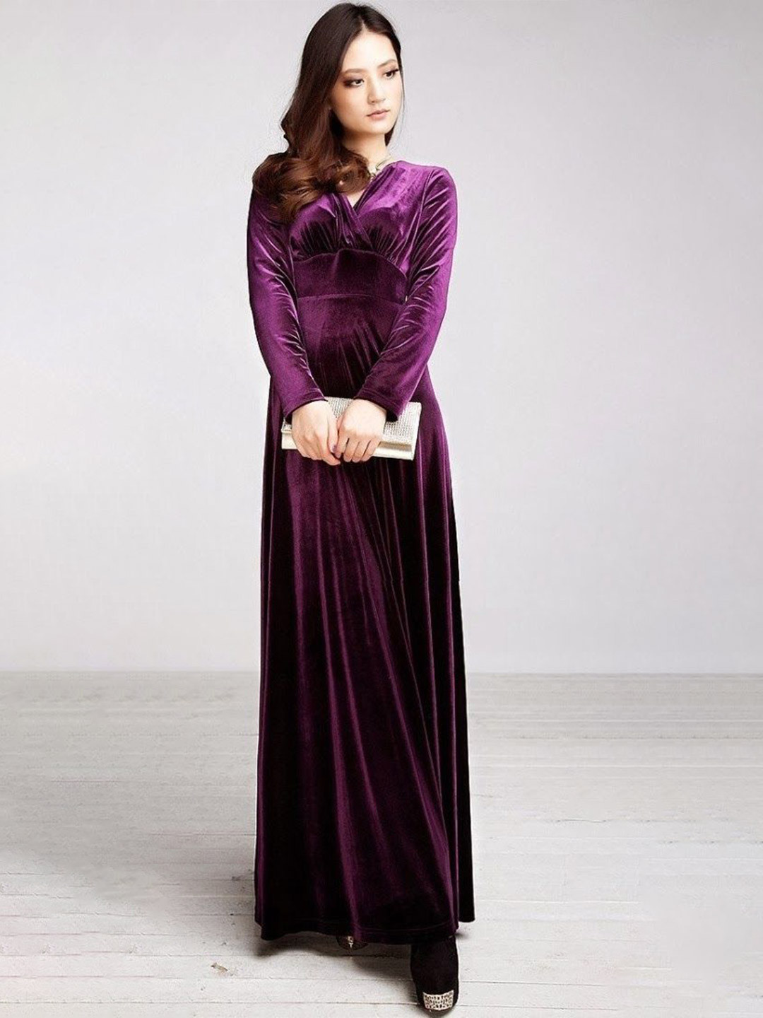 WESTCHIC Women Velvet Fit & Flare Maxi Dress