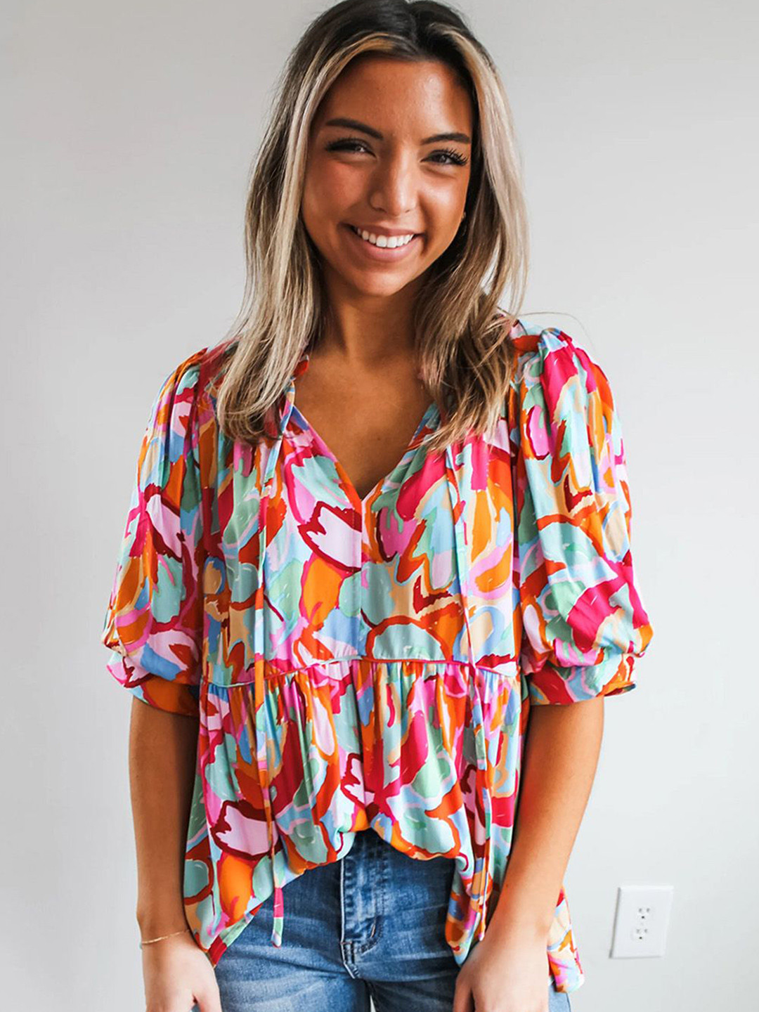 Errabelly Women Bell Sleeve Peplum Top
