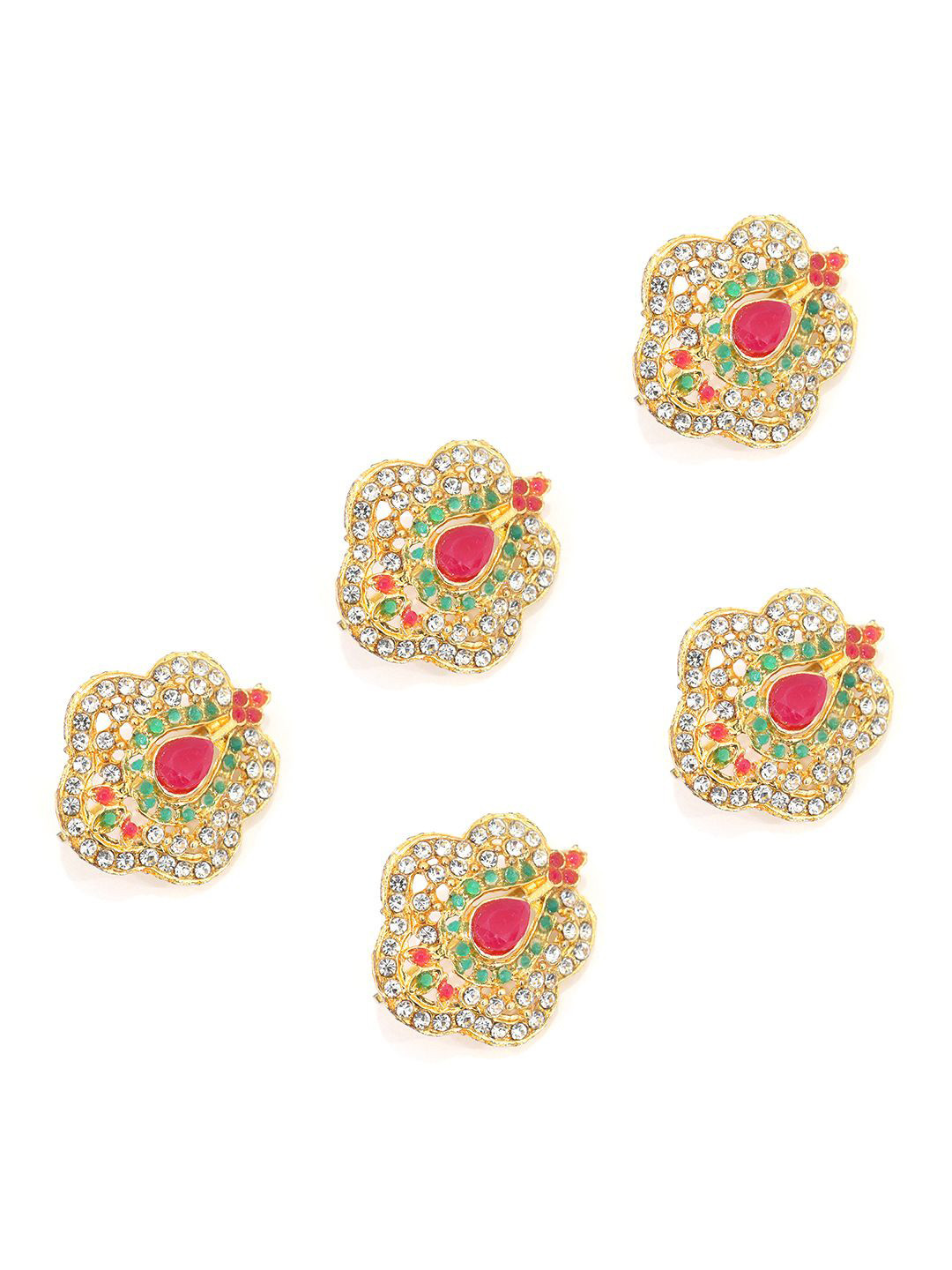 KRENOZ Women Set of 5  Choti Jadai Billai Indian Hair Decoration, Hair Brooch with Hook