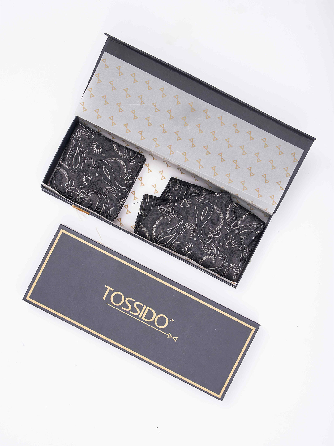 Tossido Men Woven Design Ascot & Pocket Square Accessory Gift