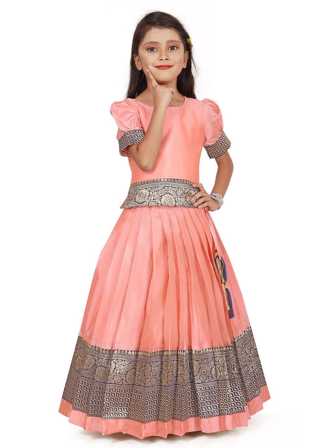FELIZ THE DESIGNER STUDIO Girls Zari Woven Design Ready To Wear Lehenga & Choli