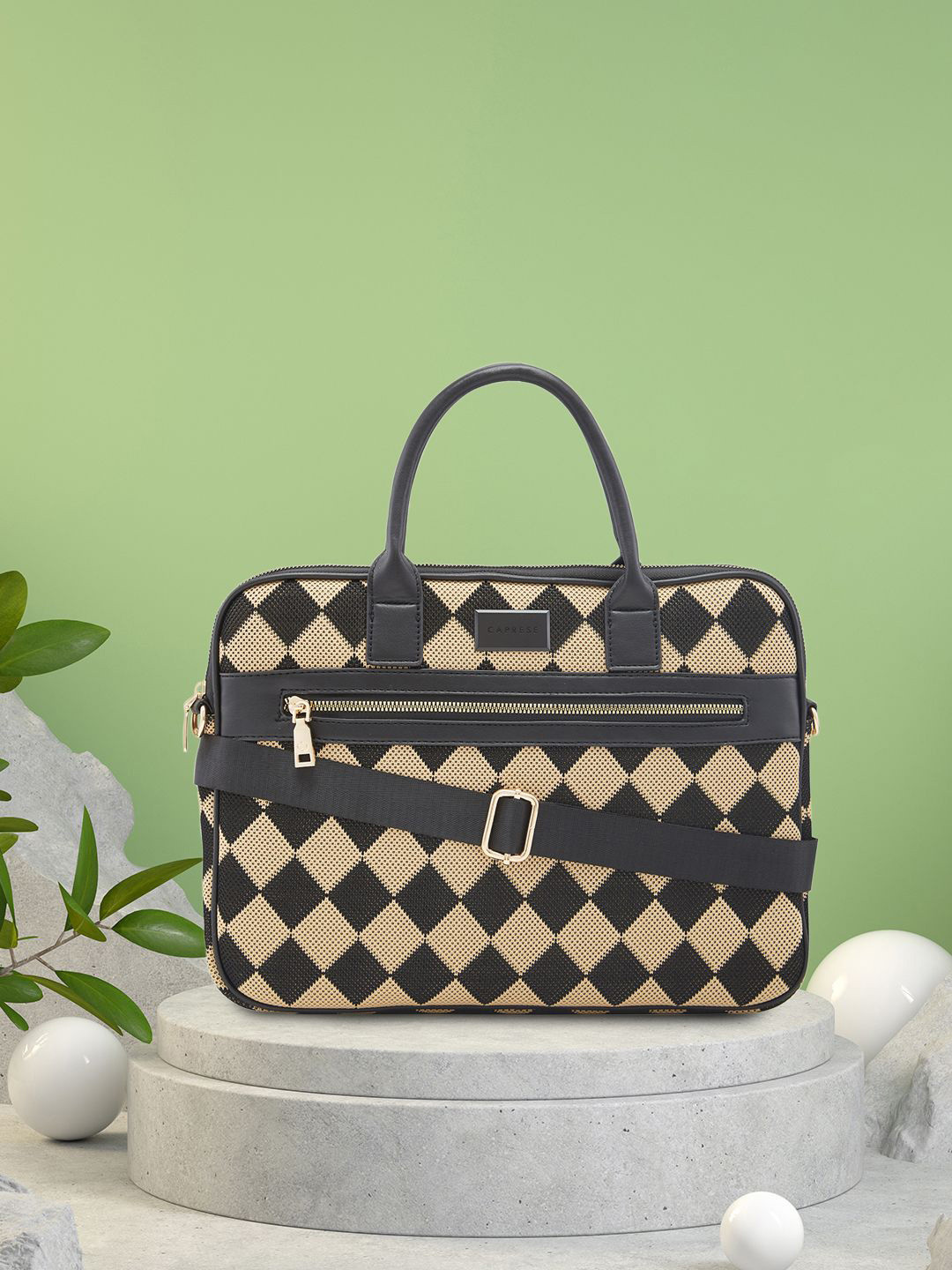 Caprese Women Checked Laptop Bag