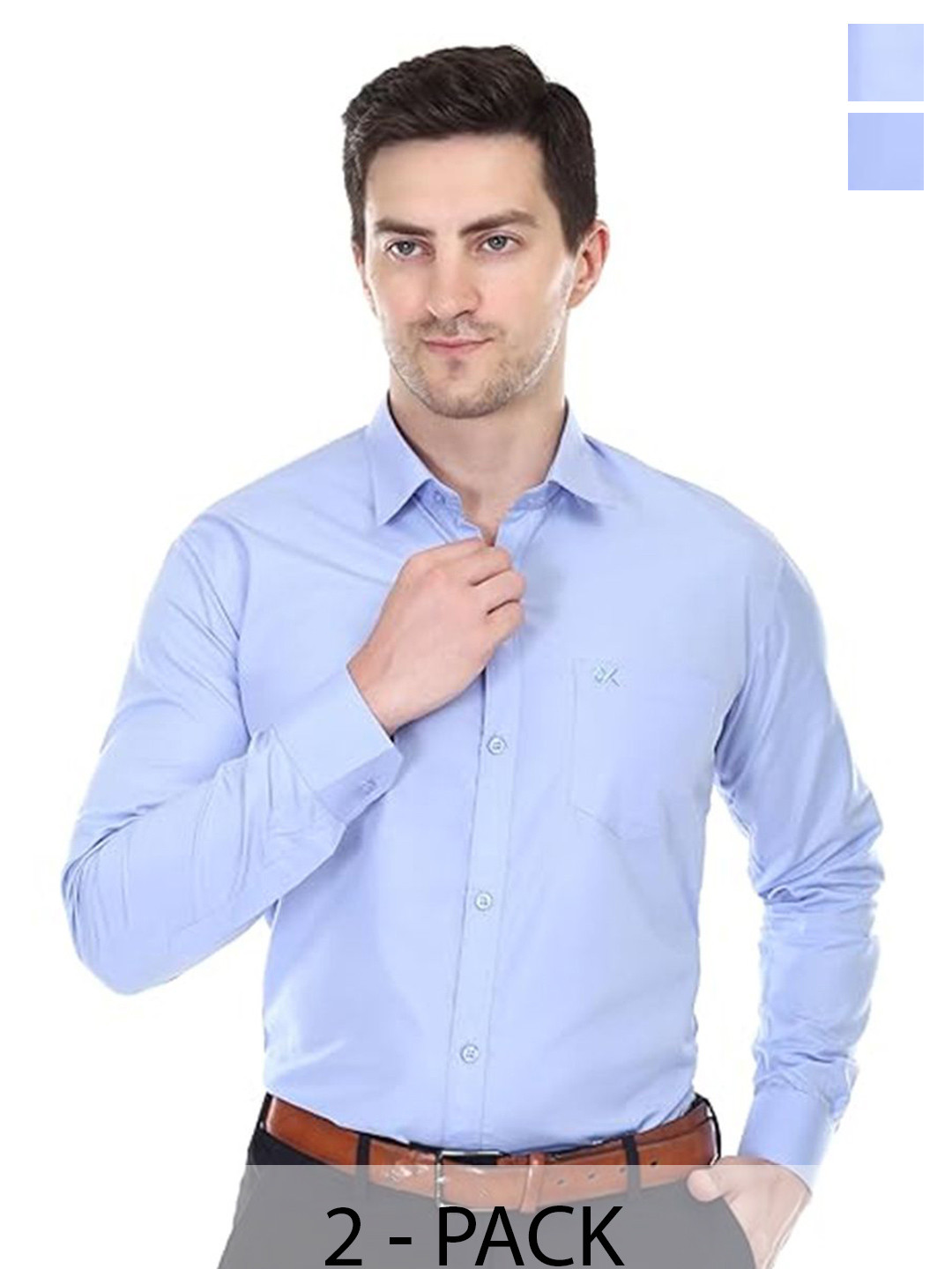 Xjarvis Men Pack Of 2 Standard Slim Fit Spread Collar Solid Formal Shirts