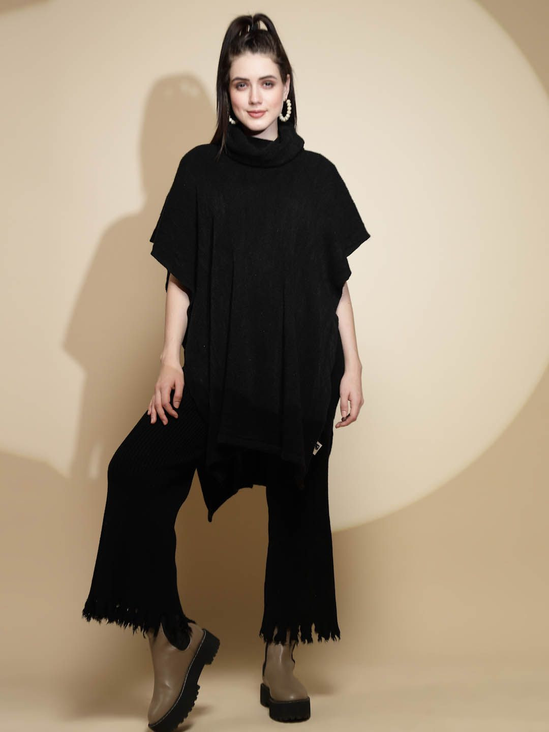 Global Republic Women Short Sleeves High Neck Poncho