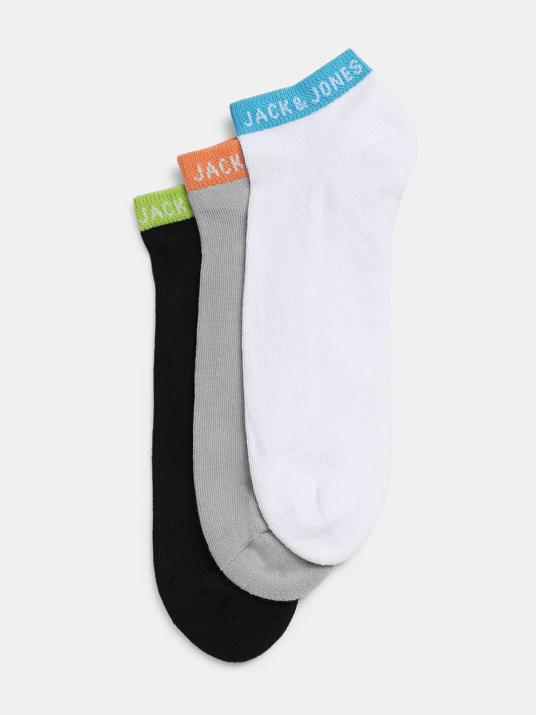 Jack & Jones Men Pack Of 3 Colourblocked Ankle Length Socks