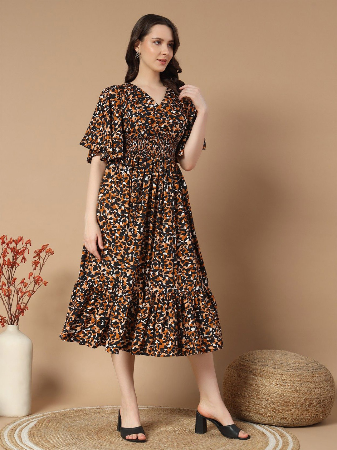 Raiyani Enterprise Animal or Skin Printed Fit & Flare Midi Dress
