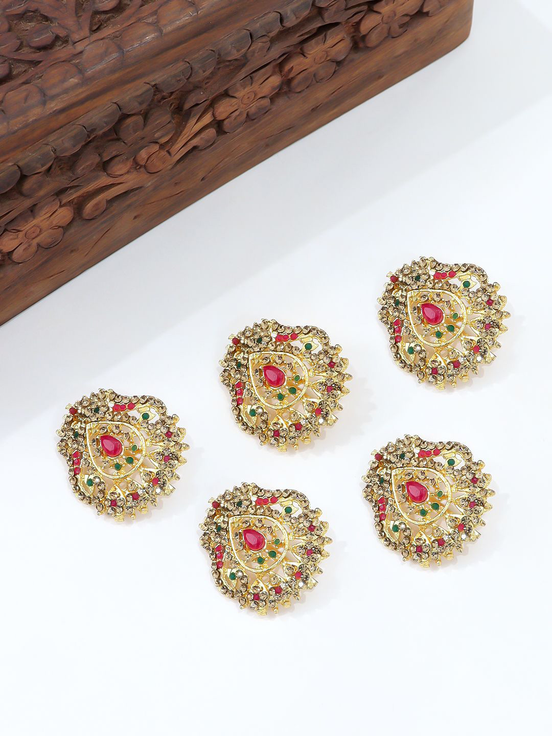 KRENOZ Women Set of 5 Bling Hair Jewelry Choti Jadai Billai Hair Accessory Set