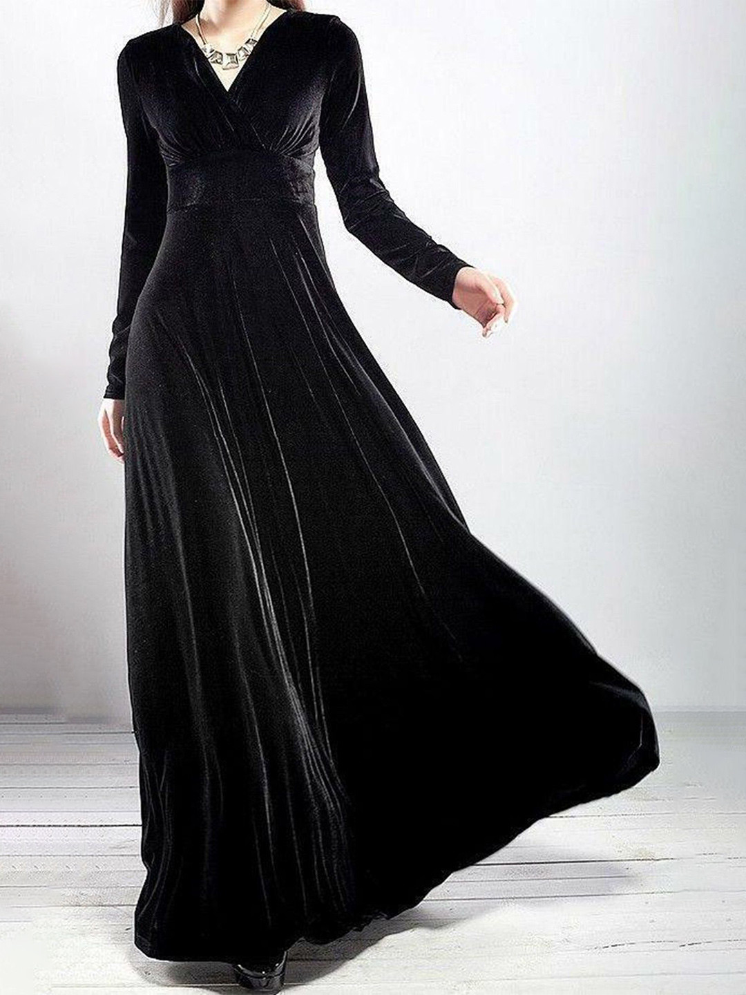 WESTCHIC Women Velvet Wrap Maxi Dress