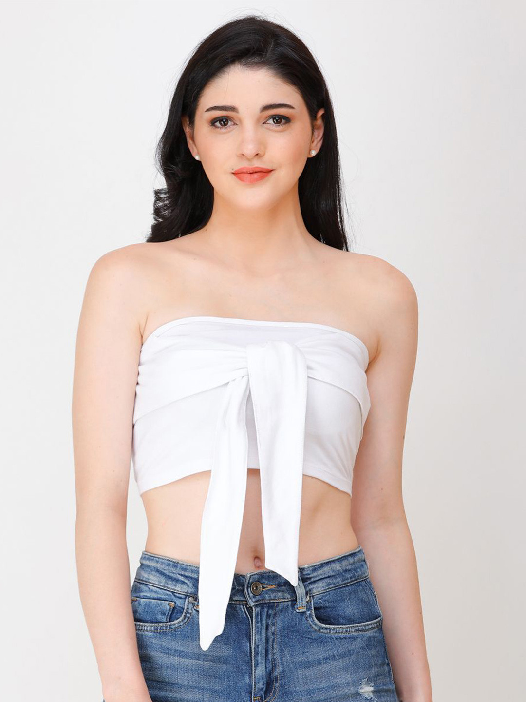 BAESD Women Front Tie Tube Crop Top