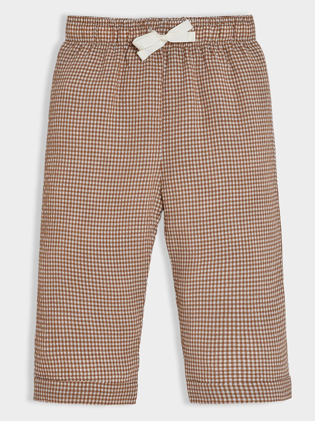 MiArcus Kids Check Pattern Trousers Brown