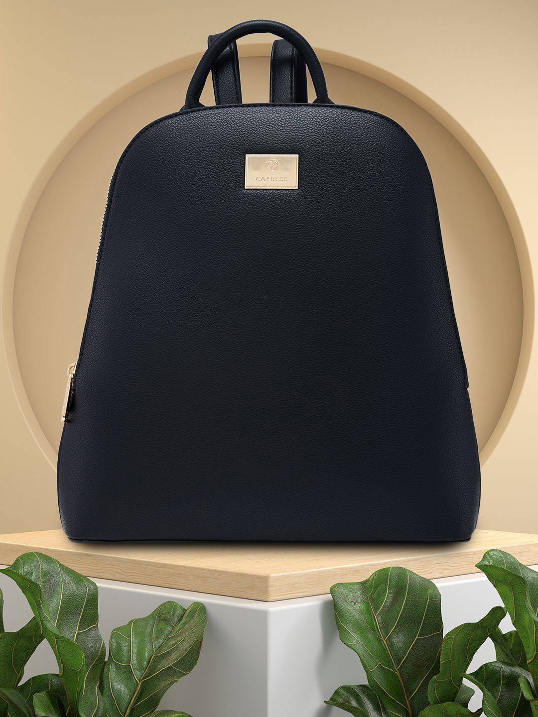 Caprese Linz Women Black Medium Backpack