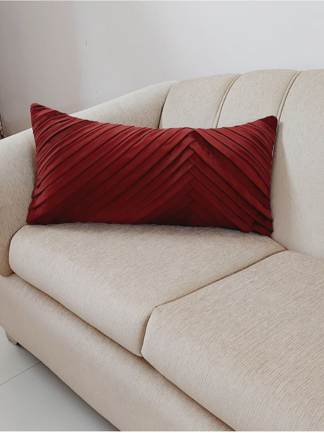 THROWPILLOW Self Design Velvet Washable Embellished Rectangle Cushion Cover - 18x18In