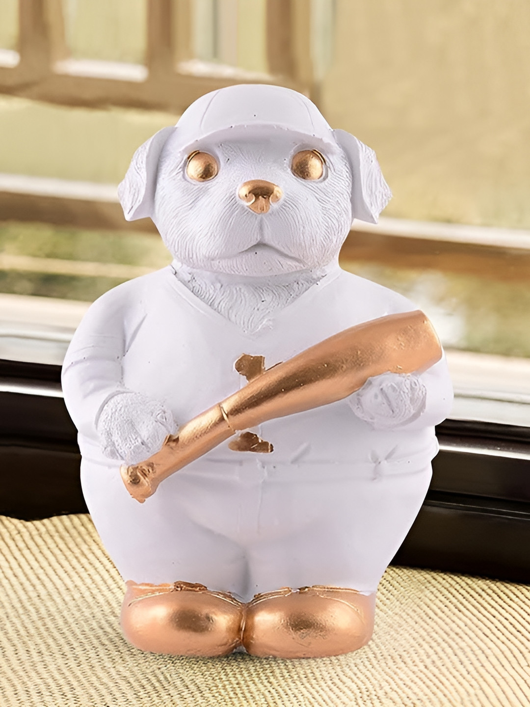 Zart Dog White Polyresin Matte Prayer Room Small Showpiece - 6 Inches