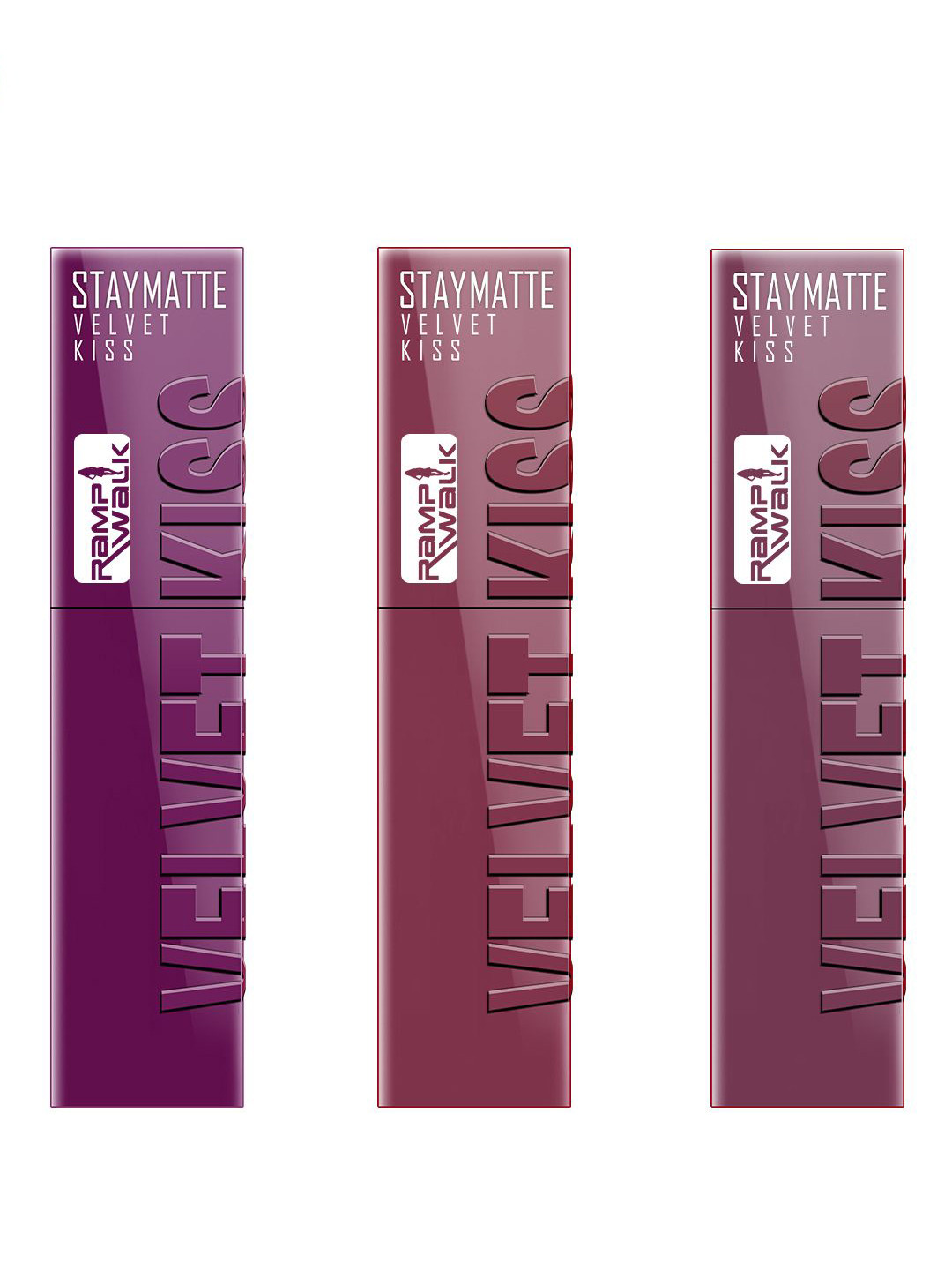 Ramp Walk Set Of 3 Stay Matte Liquid Lipstick - 3.5 ml Each - Wine- Light Mauve-Dark Muave