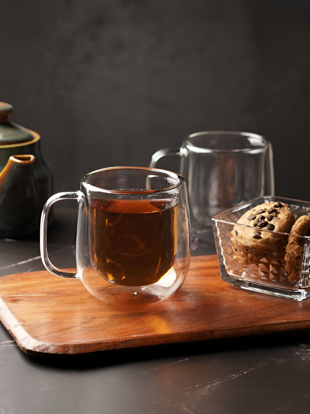 ceradeco Calm Yourself Transparent Glass Handmade 2 Piece Mugs-220ml