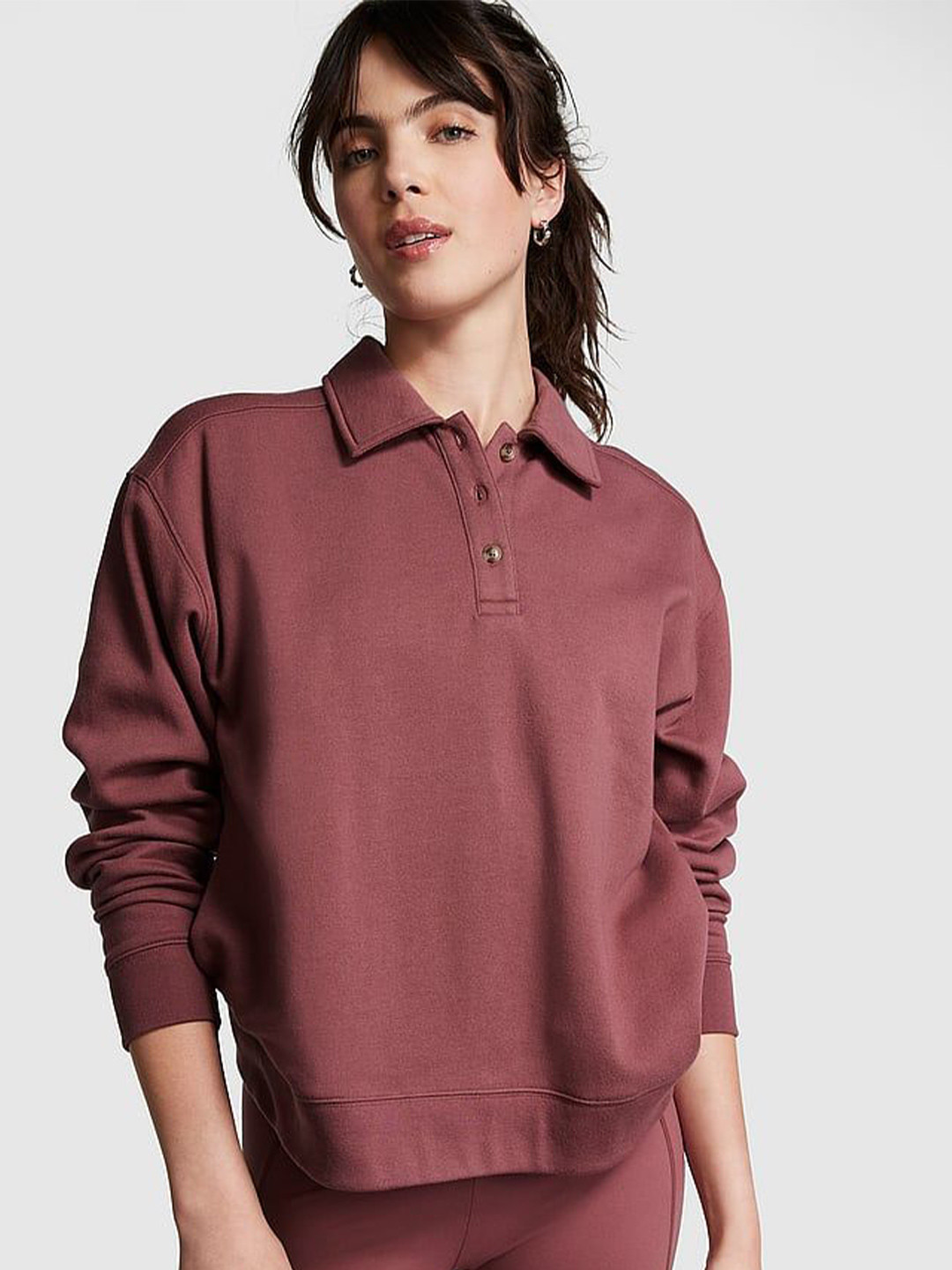 Victoria's Secret PINK Everyday Fleece Polo Sweatshirt