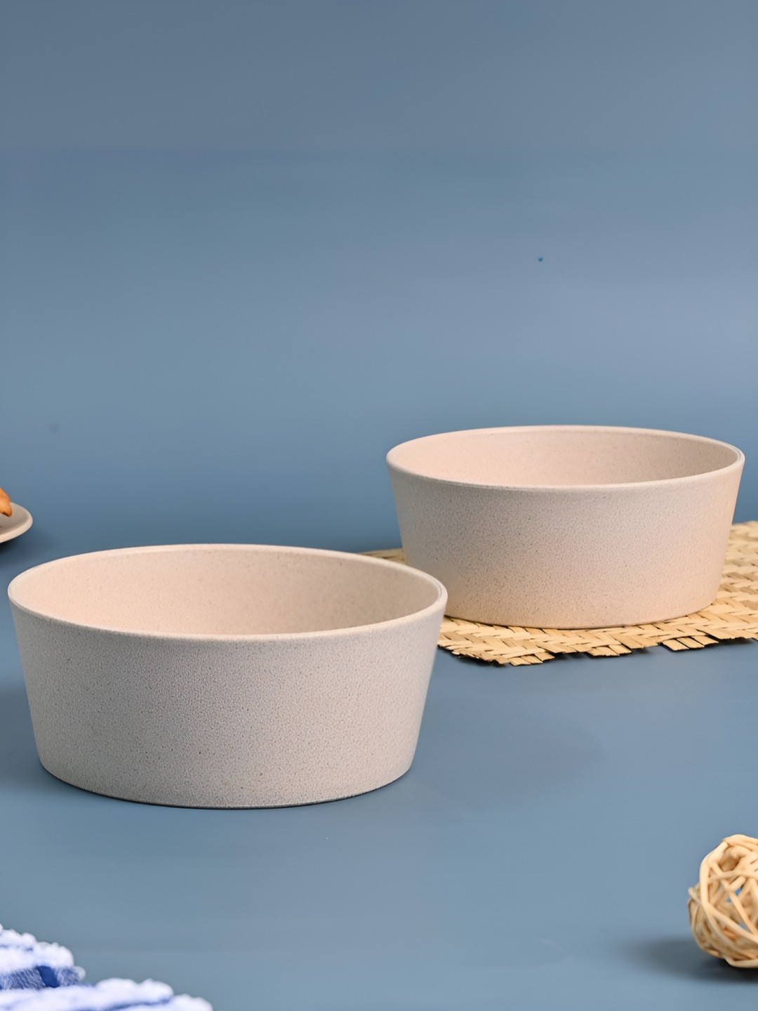 eha Off White 2024 2 Pieces Plastic Dishwasher Safe Serving Bowl