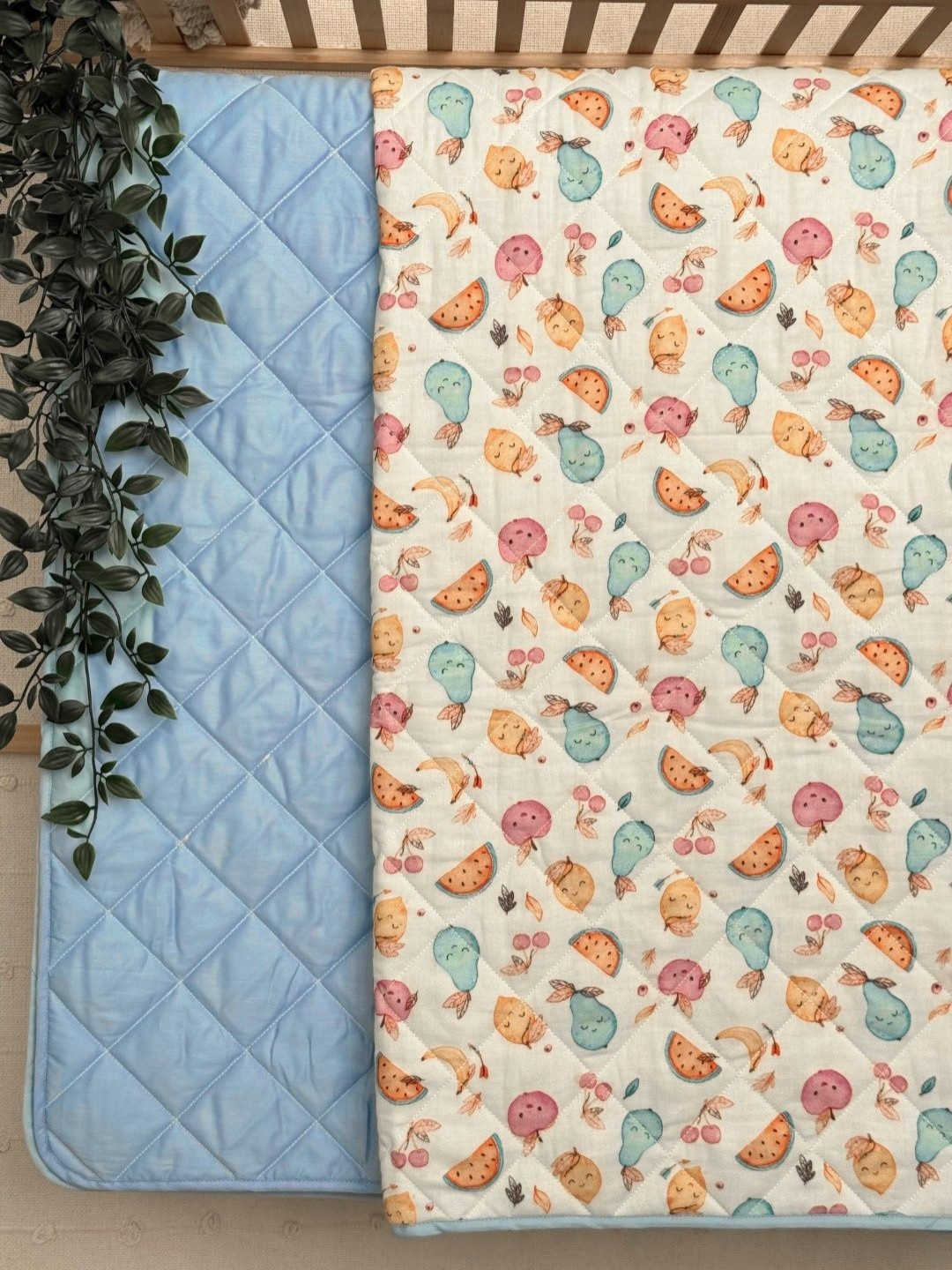 A Toddler Thing Blue Juicy Joy Printed Cotton Mild Winter 300 GSM Single Bed Quilt